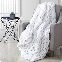 Modern Threads Braided Faux Fur Reversible Midweight Throw