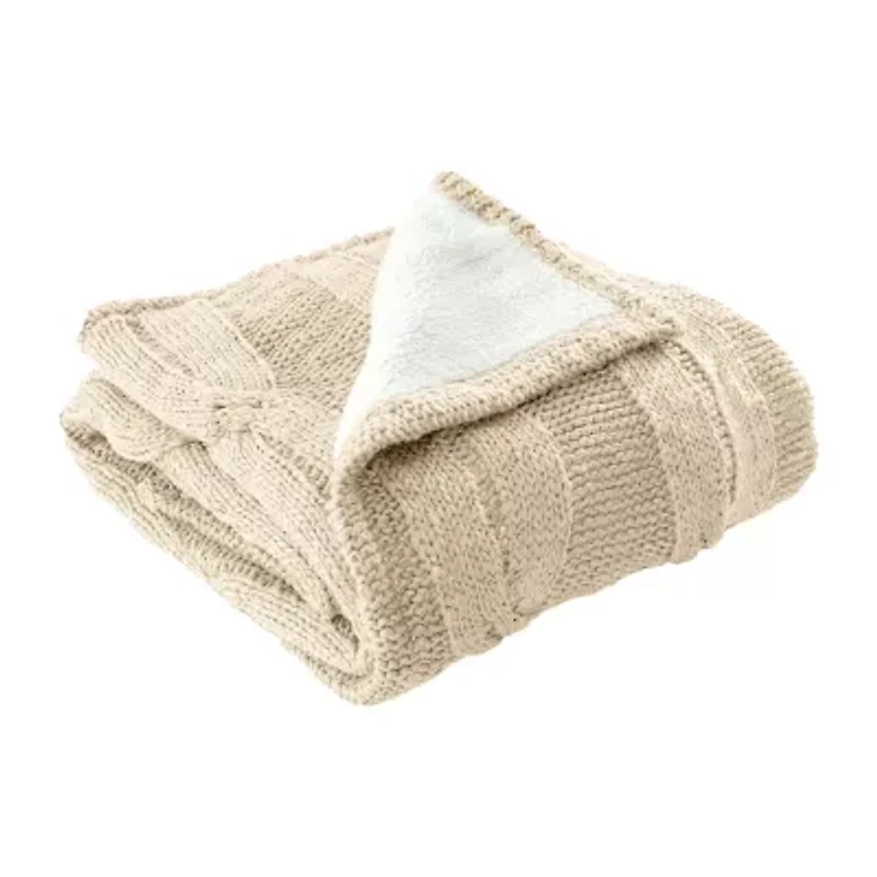Modern Threads Reversible Sherpa/Knit Aspen Midweight Throw