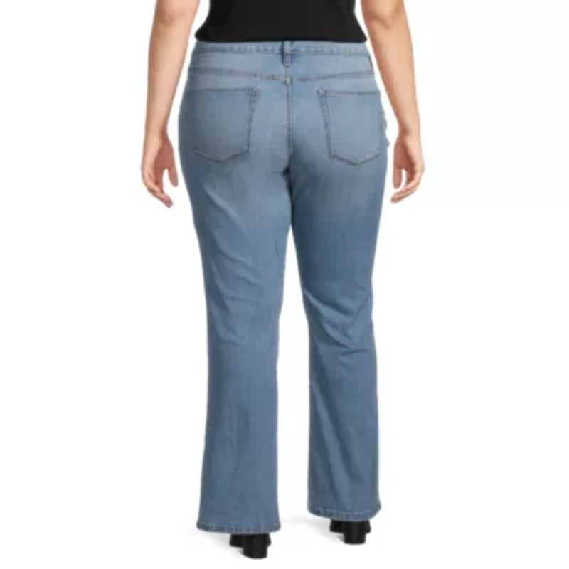St. John's Bay Plus Womens Mid Rise Regular Fit Bootcut Jean
