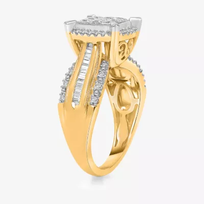 Womens 1 CT. T.W. Natural White Diamond 14K Gold Engagement Ring