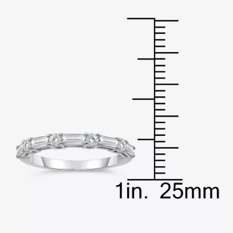 (I / I1) Womens 1/2 CT. T.W. Lab Grown White Diamond 10K White Gold Anniversary Wedding Band