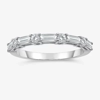 (I / I1) Womens 1/2 CT. T.W. Lab Grown White Diamond 10K White Gold Anniversary Wedding Band