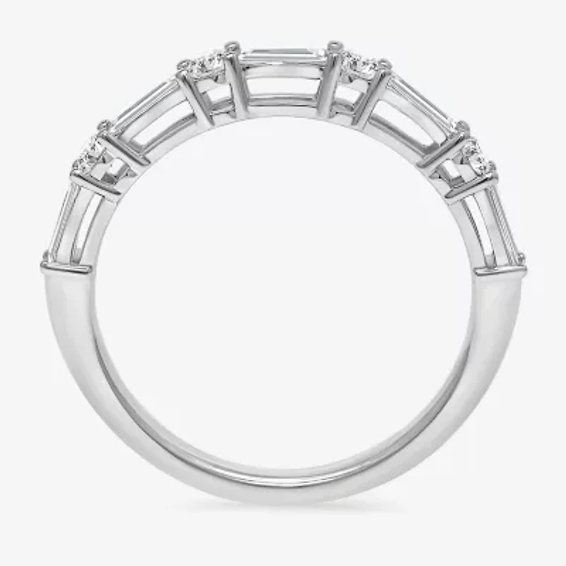 (I / I1) Womens 1/2 CT. T.W. Lab Grown White Diamond 10K White Gold Anniversary Wedding Band