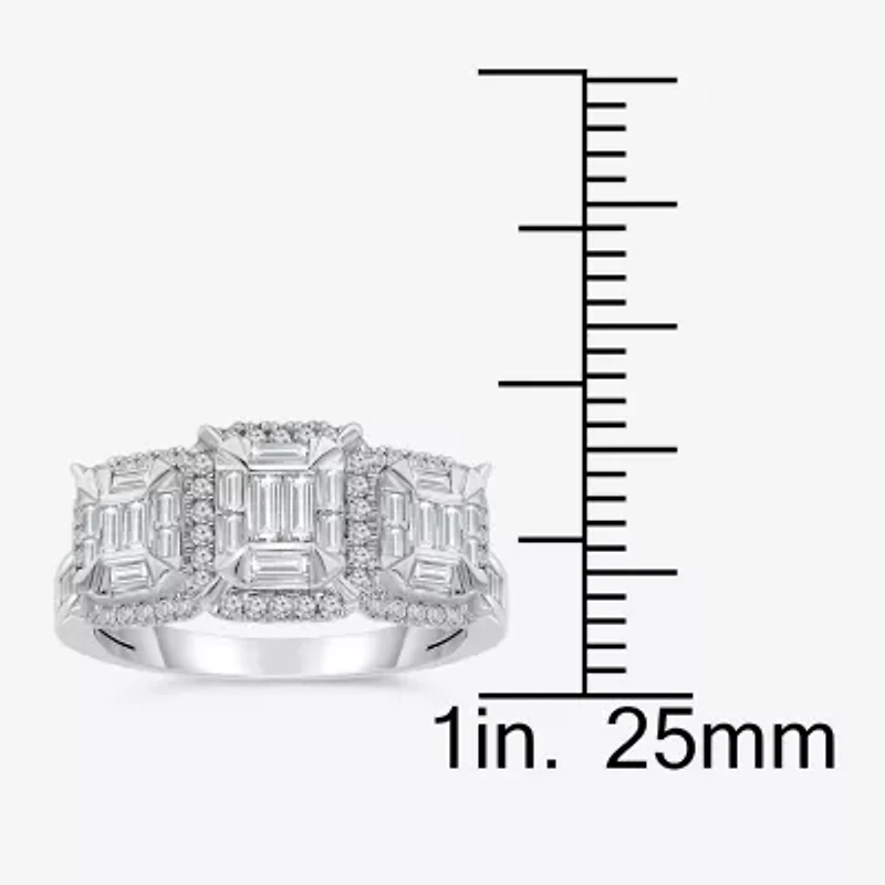 (I / I1) Womens 1 CT. T.W. Lab Grown White Diamond 10K Gold 3-Stone Engagement Ring