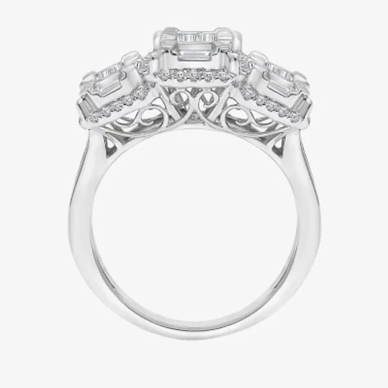 (I / I1) Womens 1 CT. T.W. Lab Grown White Diamond 10K Gold 3-Stone Engagement Ring