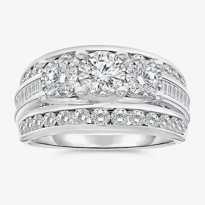 Love Lives Forever (I / I1) Womens 2 CT. T.W. Lab Grown White Diamond 10K Gold Round 3-Stone Engagement Ring