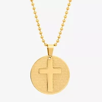 Steeltime Mens 18K Gold Over Stainless Steel Hypoallergenic 24 Inch Pendant Necklace