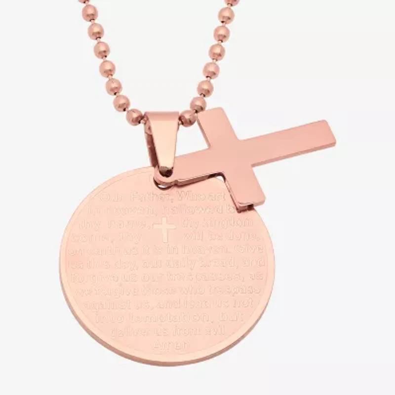 Steeltime Mens 18K Gold Over Stainless Steel Hypoallergenic 24 Inch Pendant Necklace