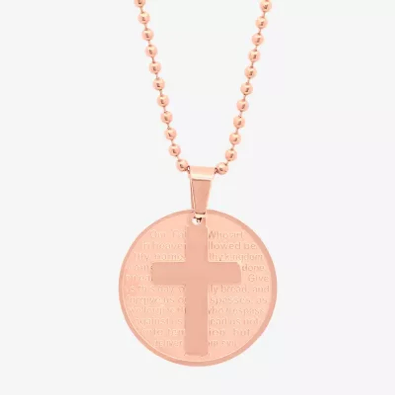 Steeltime Mens 18K Gold Over Stainless Steel Hypoallergenic 24 Inch Pendant Necklace