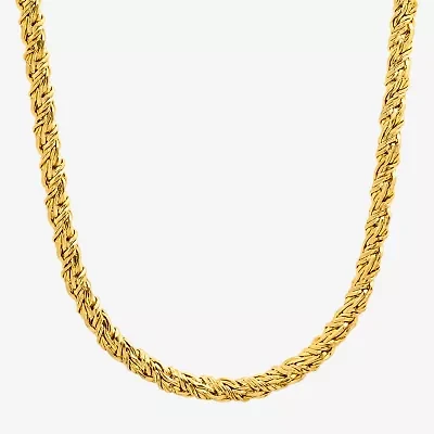 Steeltime Mens 18K Gold Over Stainless Steel Hypoallergenic 24 Inch Singapore Chain Necklace