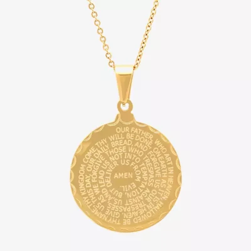 Steeltime Mens 18K Gold Over Stainless Steel Round Hypoallergenic 24 Inch Pendant Necklace