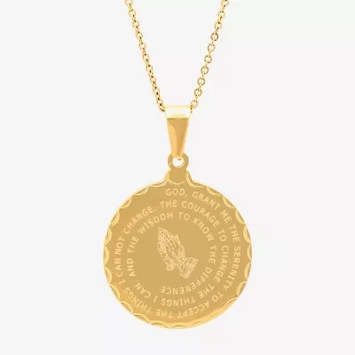 Steeltime Mens 18K Gold Over Stainless Steel Round Hypoallergenic 24 Inch Pendant Necklace