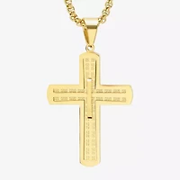 Steeltime Mens 18K Gold Over Stainless Steel Cross Hypoallergenic 24 Inch Pendant Necklace
