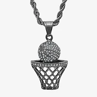 Steeltime Mens Crystal Stainless Steel Hypoallergenic 24 Inch Pendant Necklace