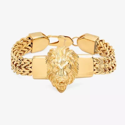 Steeltime Mens 18K Gold Over Stainless Steel 24 Inch Solid Box Hypoallergenic Chain Bracelet