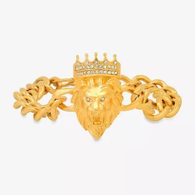 Steeltime Mens 18K Gold Over Stainless Steel 8 1/2 Inch Solid Cuban Hypoallergenic Chain Bracelet