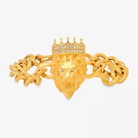 Steeltime Mens 18K Gold Over Stainless Steel 8 1/2 Inch Solid Cuban Hypoallergenic Chain Bracelet