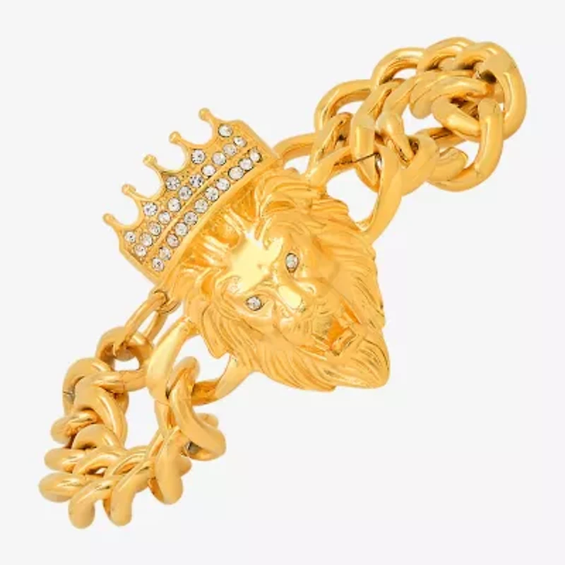 Steeltime Mens 18K Gold Over Stainless Steel 8 1/2 Inch Solid Cuban Hypoallergenic Chain Bracelet