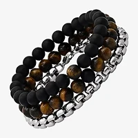 Steeltime Mens 3-pc. Stainless Steel Hypoallergenic Bracelet Set