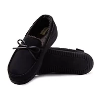 Dearfoams Mens Pierce Microsuede Moc with Tie Slippers