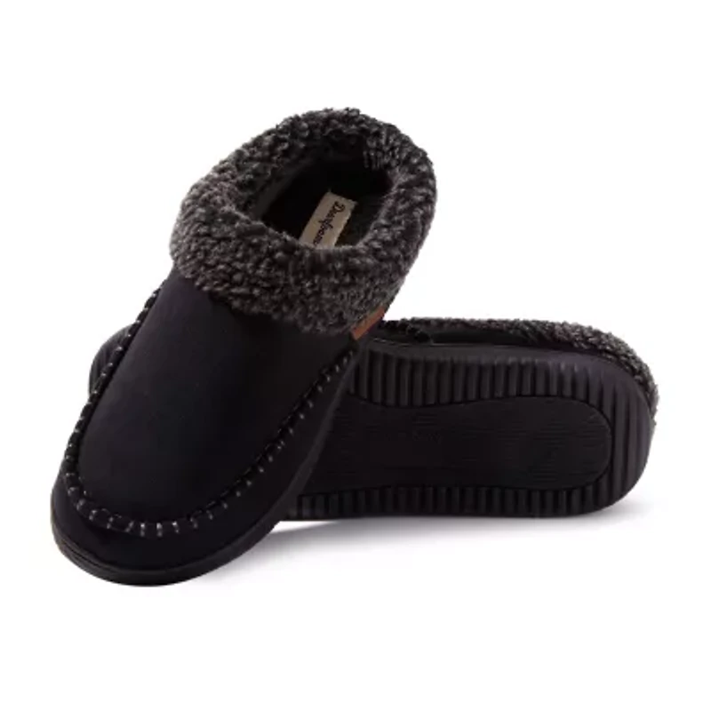 Dearfoams Marshall Microsuede Moc Toe Mens Memory Foam Clog Slippers