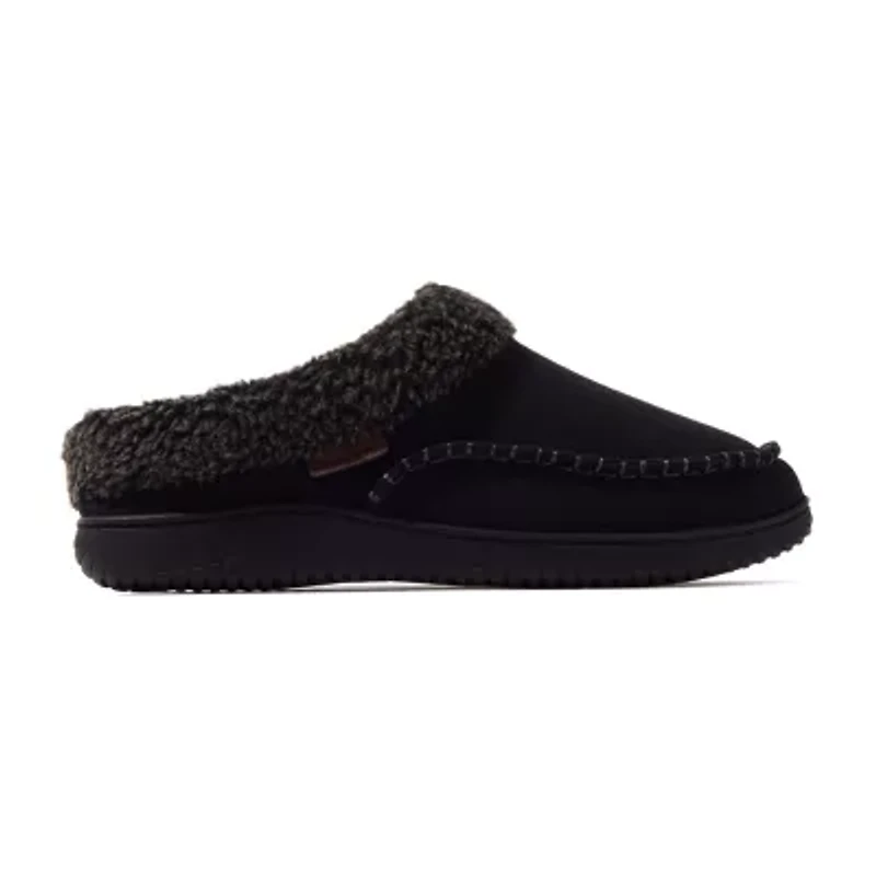 Dearfoams Marshall Microsuede Moc Toe Mens Memory Foam Clog Slippers