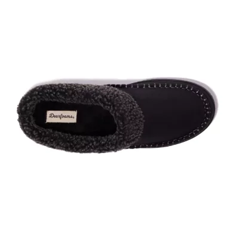 Dearfoams Marshall Microsuede Moc Toe Mens Memory Foam Clog Slippers
