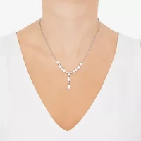 Womens White Sterling Silver 18 1/2 Inch Y Necklace