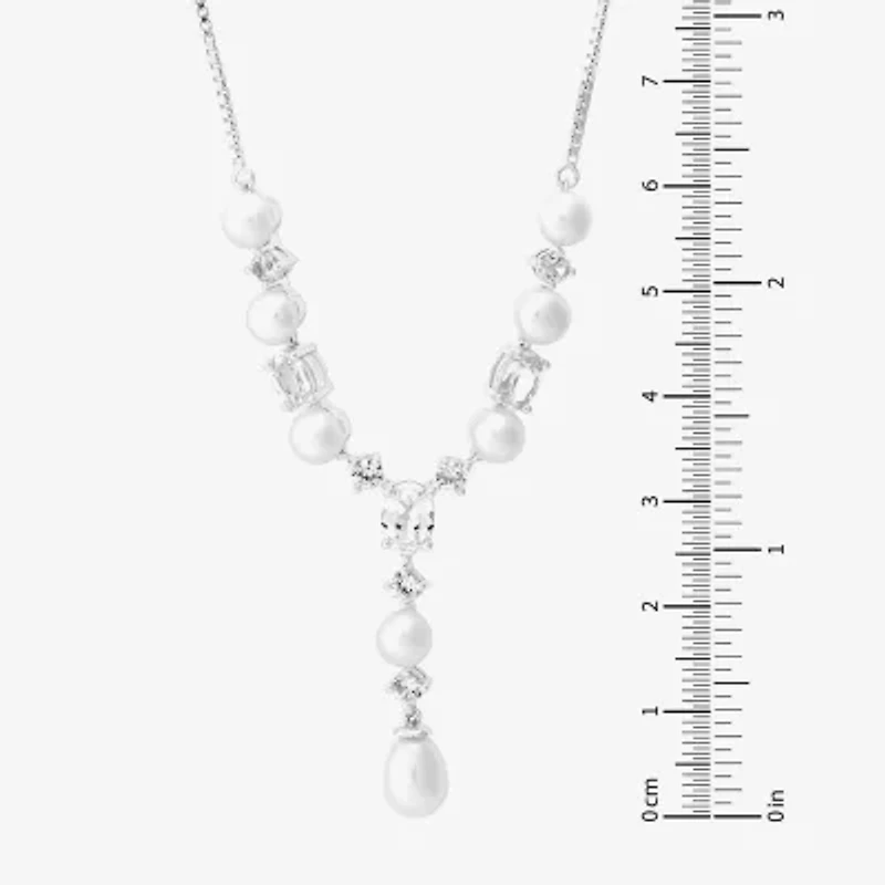 Womens White Sterling Silver 18 1/2 Inch Y Necklace