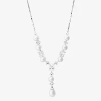 Womens White Sterling Silver 18 1/2 Inch Y Necklace