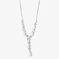 Womens White Sterling Silver 18 1/2 Inch Y Necklace