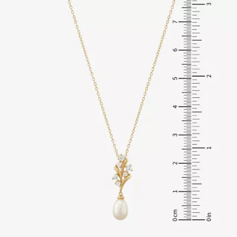 Womens White Cultured Freshwater Pearl 14K Gold Over Silver Sterling Silver 18 Inch Pendant Necklace