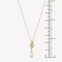 Womens White Cultured Freshwater Pearl 14K Gold Over Silver Sterling Silver 18 Inch Pendant Necklace