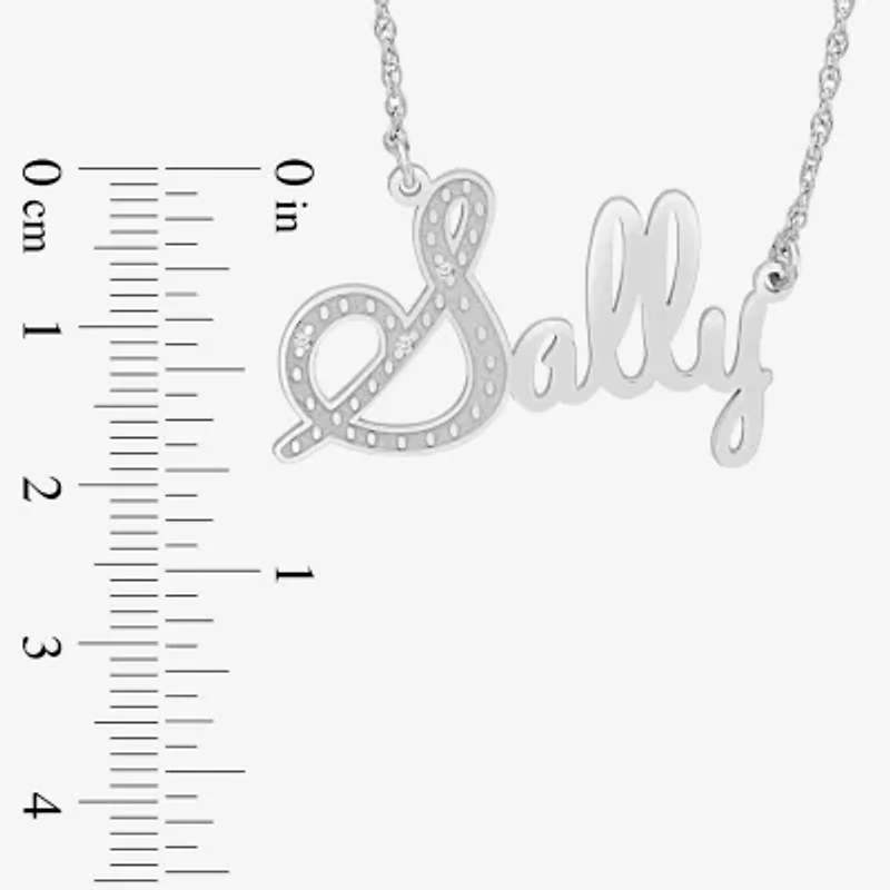 Womens Diamond Accent Natural White 10K Gold 18 Inch Name Necklace