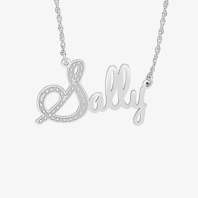 Womens Diamond Accent Natural White 10K Gold 18 Inch Name Necklace