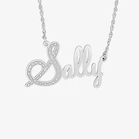 Womens Diamond Accent Natural White 10K Gold 18 Inch Name Necklace