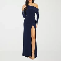 Premier Amour Womens Embellished Long Sleeve Evening Gown