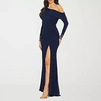 Premier Amour Womens Embellished Long Sleeve Evening Gown