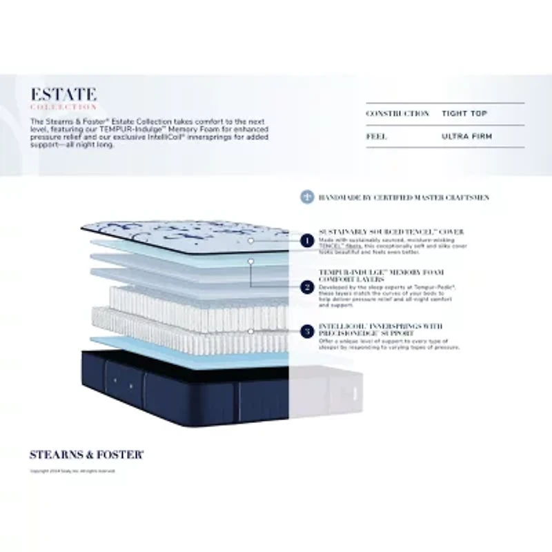 Stearns & Foster 13.5" Estate Ultra Firm Tight Top - Mattress + Box Spring