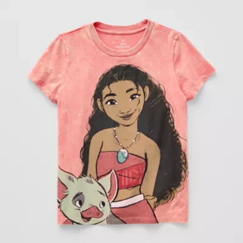 Disney Collection Little & Big Kid Girls Crew Neck Short Sleeve Regular Fit Moana Graphic T-Shirt
