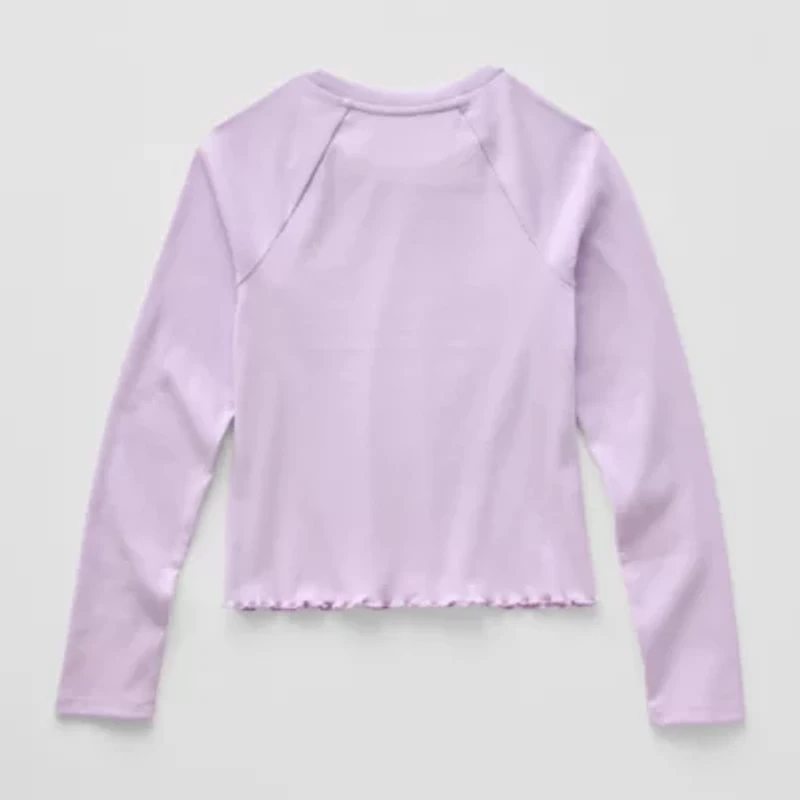 Thereabouts Little & Big Kid Girls Round Neck Long Sleeve Regular Fit Graphic T-Shirt