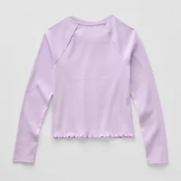 Thereabouts Little & Big Kid Girls Round Neck Long Sleeve Regular Fit Graphic T-Shirt