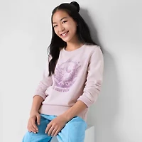 Thereabouts Little & Big Kid Girls Round Neck Fleece Long Sleeve Sweatshirt