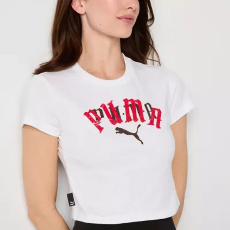 PUMA Play.Loud Womens Crew Neck Short Sleeve Active Crop Top
