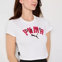 PUMA Play.Loud Womens Crew Neck Short Sleeve Active Crop Top