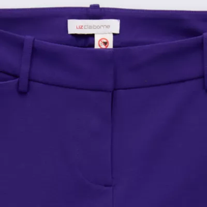 Liz Claiborne Adaptive Emma Ponte Womens Easy-on + Easy-off Seated Wear Straight Mid Rise Ankle Pant
