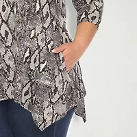 White Mark Plus Womens Scoop Neck 3/4 Sleeve Tunic Top