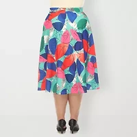 White Mark Womens Adjustable Features Midi Plus Pleated Skirt