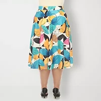 White Mark Womens Plus Adjustable Features Midi Pleated Skirt