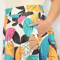 White Mark Womens Plus Adjustable Features Midi Pleated Skirt